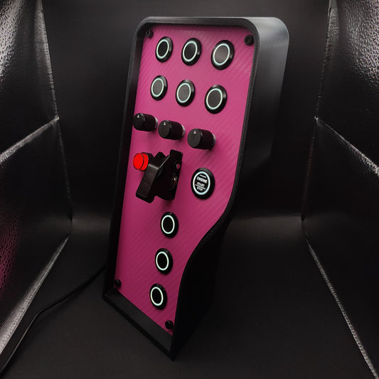 Left perspective of Pink Edition box highlighting black anodised aluminium rotary encoders and trim.
