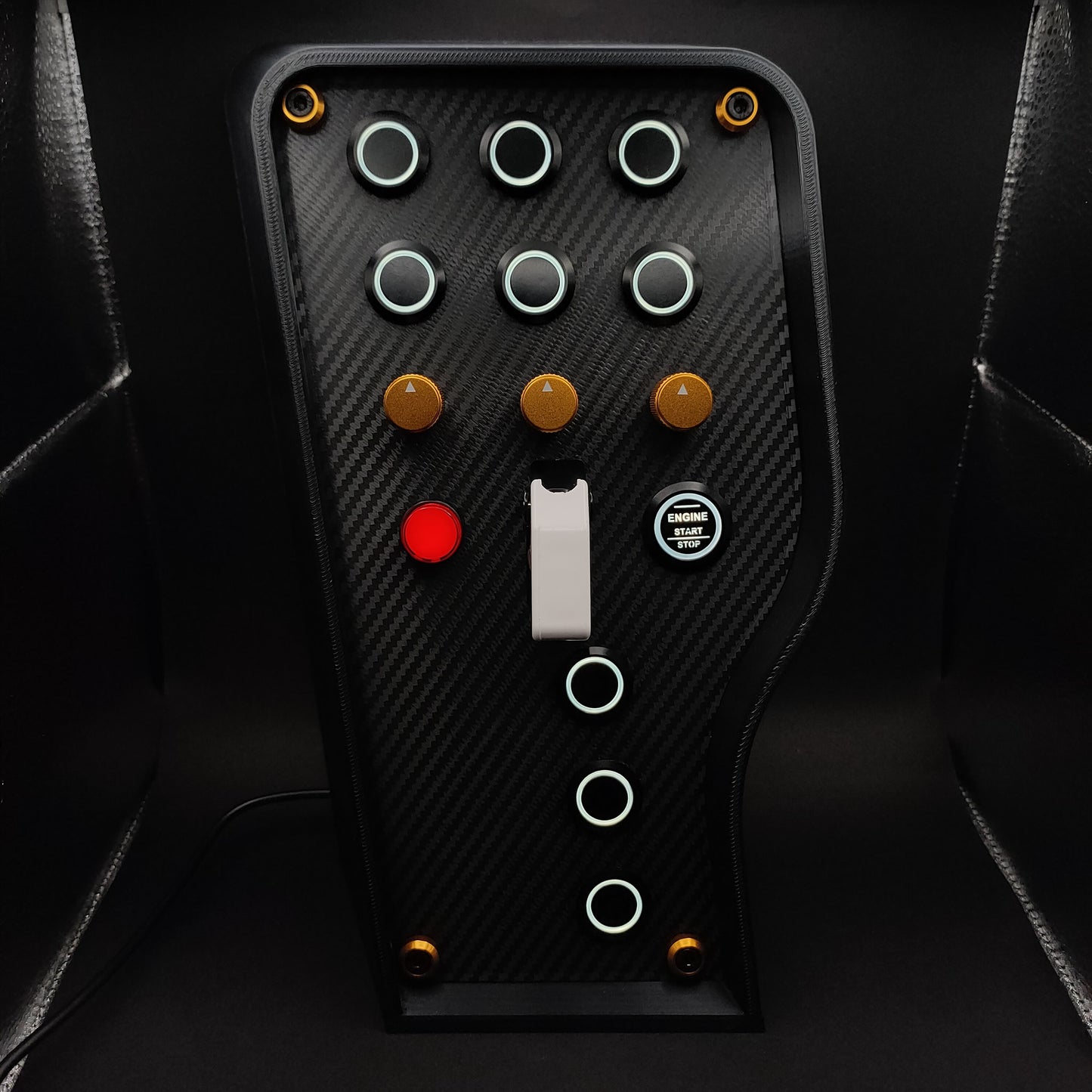 Sport+ Gold Edition button box featuring gold anodised trim and a high-contrast white toggle.