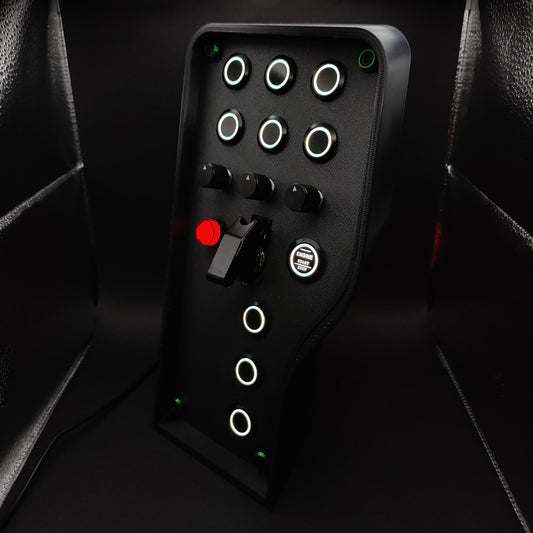 Left perspective of Stealth Green box showing green anodised hardware and black aluminium encoders.