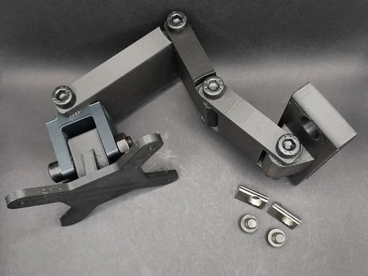Fully assembled mounting arm showing full length and adjustability.