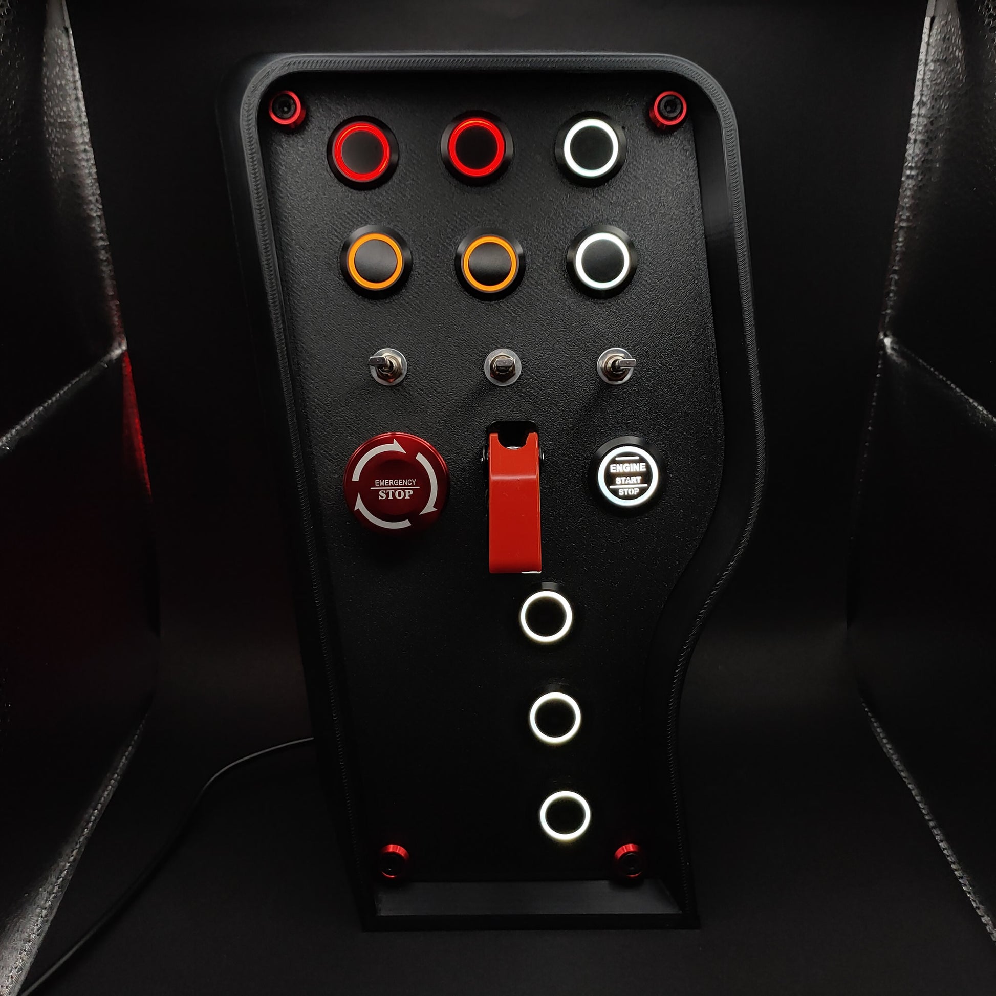 Nürburgring Edition button box with matte panel, E-Stop button, and red ignition toggle cover.