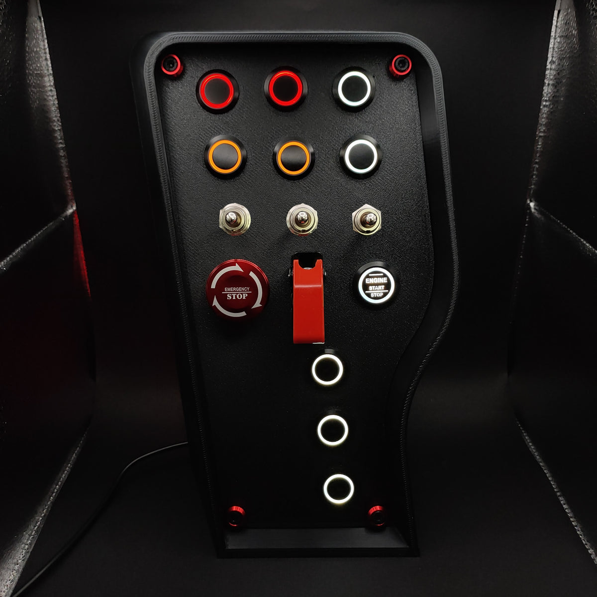 Nürburgring Edition button box with matte panel, E-Stop button, and red ignition toggle cover.