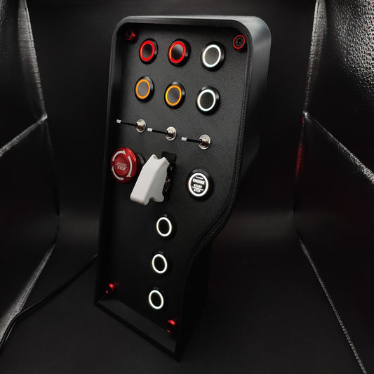 Left perspective of the Nürburgring box highlighting the red anodised bolt trim and 3-way toggles.