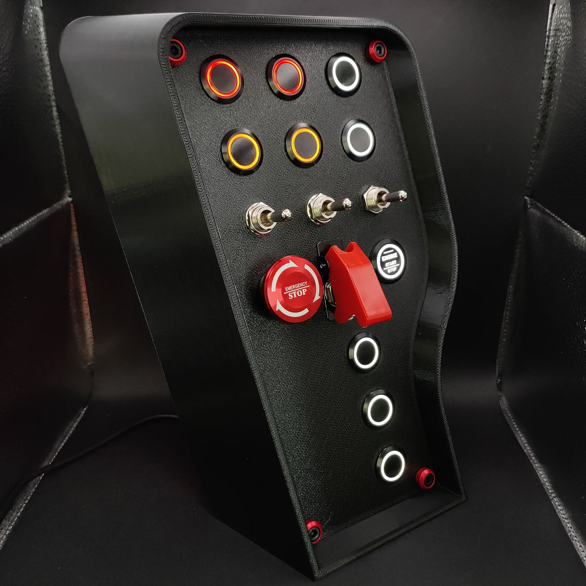Right angle view of the Nürburgring Edition showing the black aluminium buttons and patriotic German LEDs.