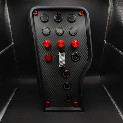 Sport+ Red Edition box with red aluminium encoders and carbon toggle switch (LEDs powered off).