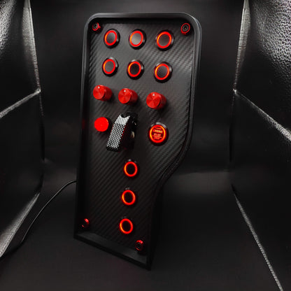 Left perspective of Sport+ Red box showing red anodised aluminium rotary encoders and bolt trim.