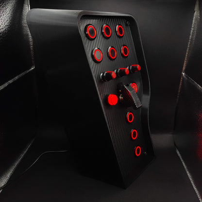 Right angle view of Sport Red Edition box highlighting the isometric shell and red illuminated buttons.