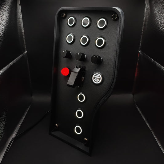 Left perspective of the Stealth Black box showing black anodised encoders and matte finish.