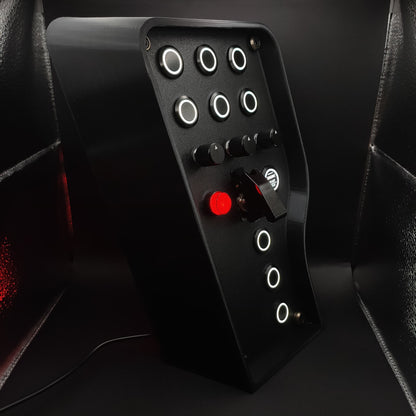 Right angle view of the Stealth Edition highlighting the all-black hardware and white illumination.