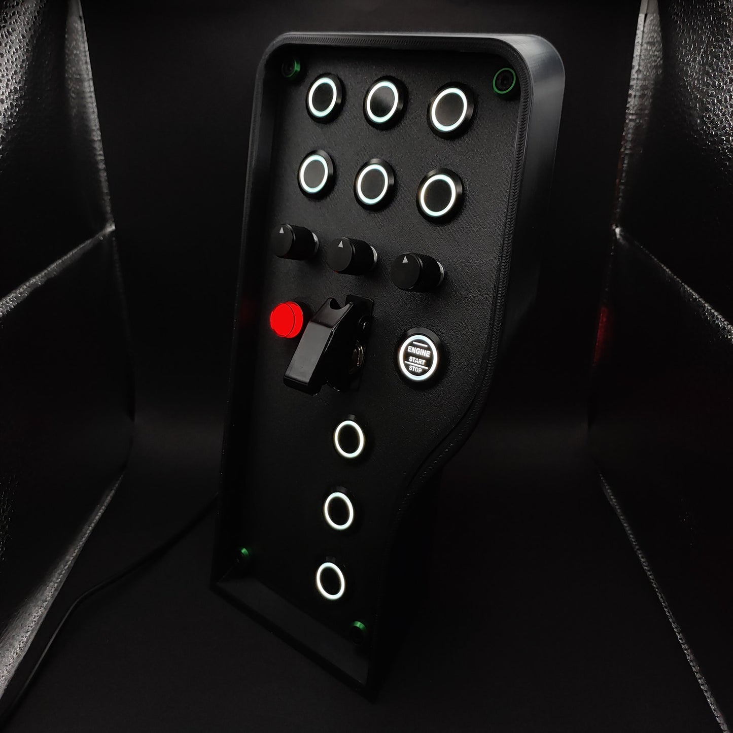 Left perspective of Stealth Green box showing green anodised hardware and black aluminium encoders.