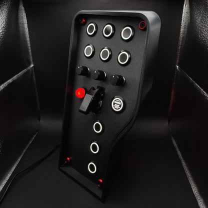 Left perspective of Stealth Red box showing red anodised hardware and black aluminium encoders.
